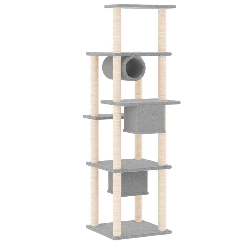 NNEVL Cat Tree with Sisal Scratching Posts Light Grey 169 cm - Furr-Reel