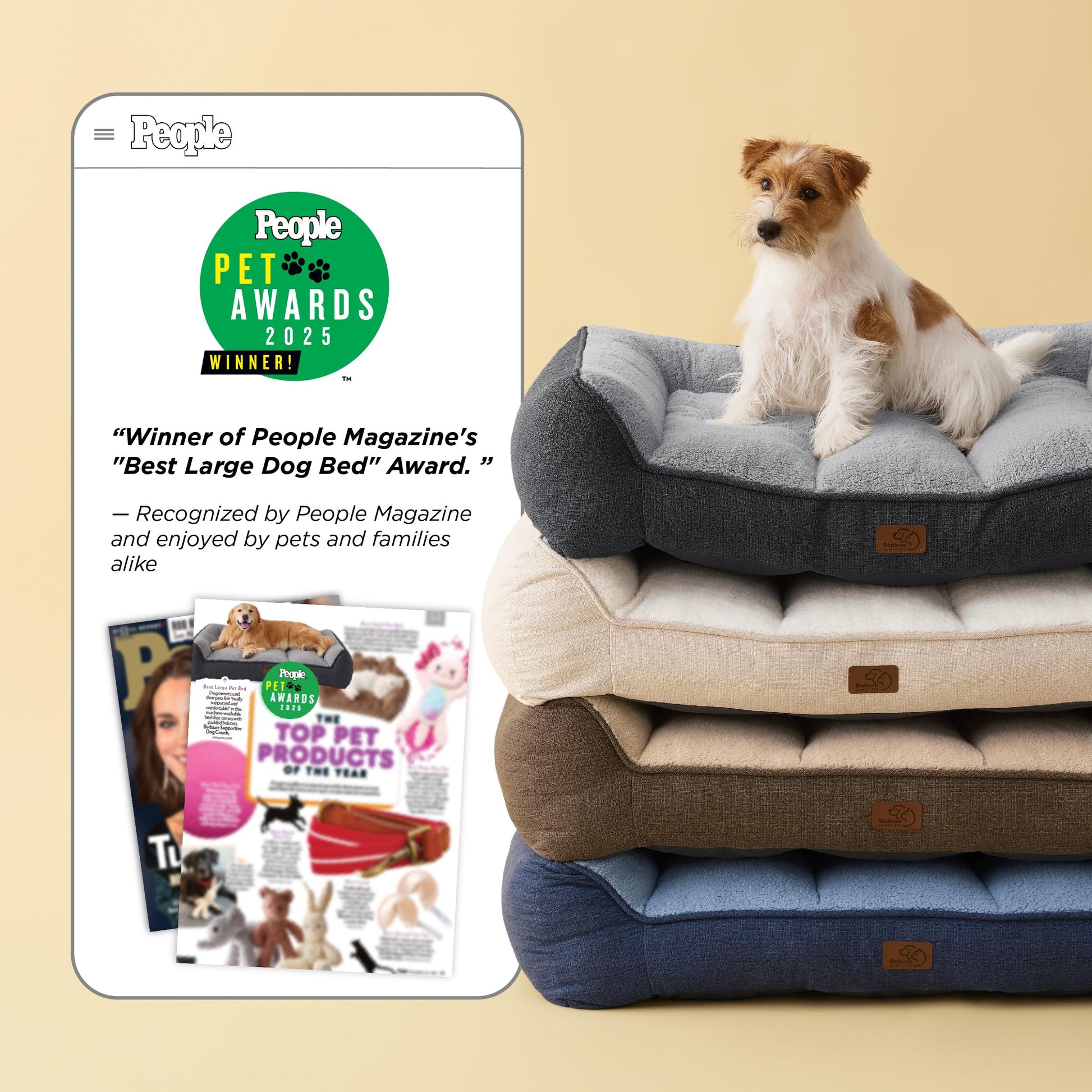 Bedsure XL Orthopedic Dog Beds Large Sized Dog - Extra Thick Supportive Dogs Couch with Waterproof Washable Cover, Extra Large Comfort Pet Bed Sofa with Soft Plush Sherpa and Nonskid Bottom, Grey, 42" - Furr-Reel