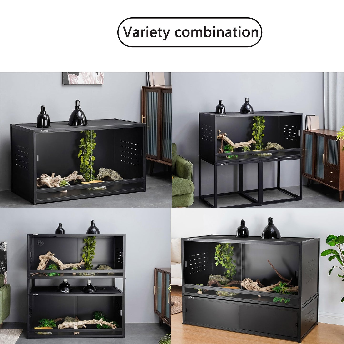 Reptile Terrarium 120 Gallon 4x2x2FT Large PVC Enclosure Breeding Tank for Bearded Dragon Gecko Lizard Snake, Wide Breeding Lounge Vivarium Suit for Juvenile to Adult Reptiles - Furr-Reel