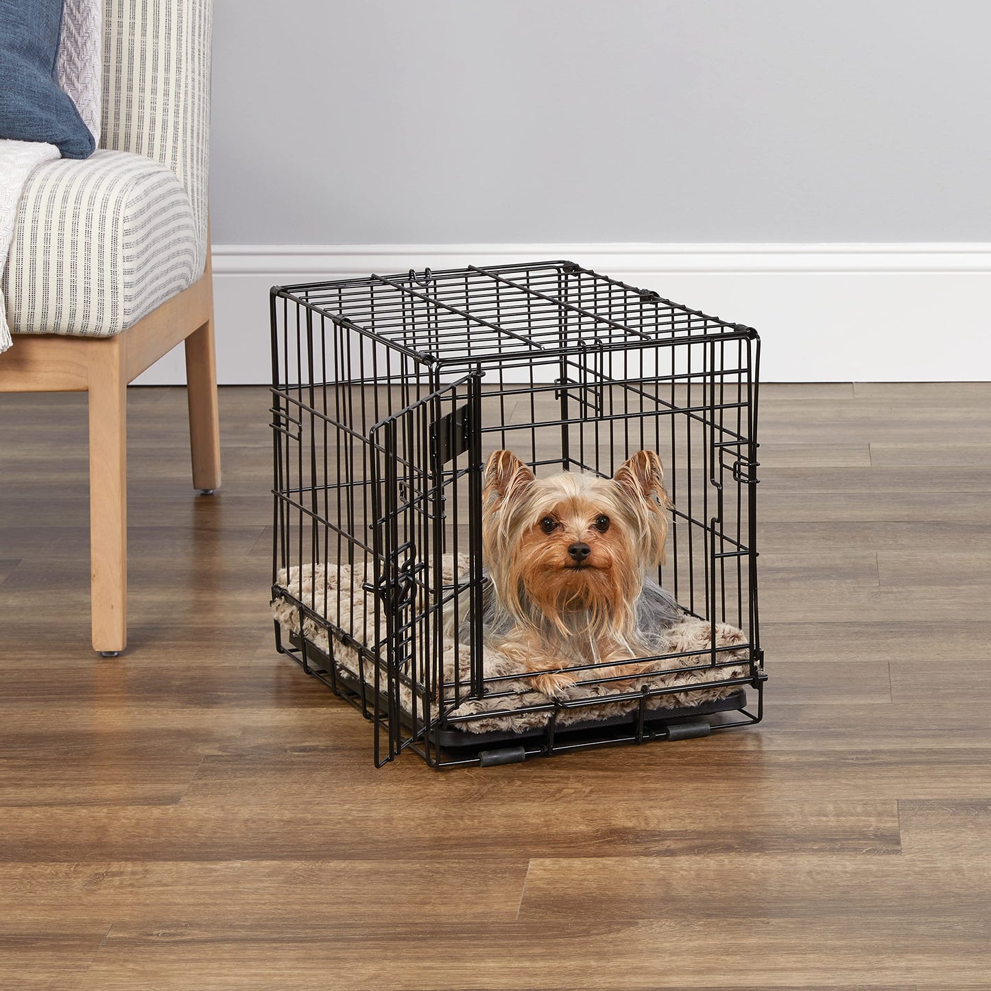 Dog Crate | MidWest iCrate 30" Folding Metal Dog Crate w/ Divider Panel, Floor Protecting Feet & Leak-Proof Plastic Tray | 30L x 19W x 21H Inches, Medium Dog, Black
