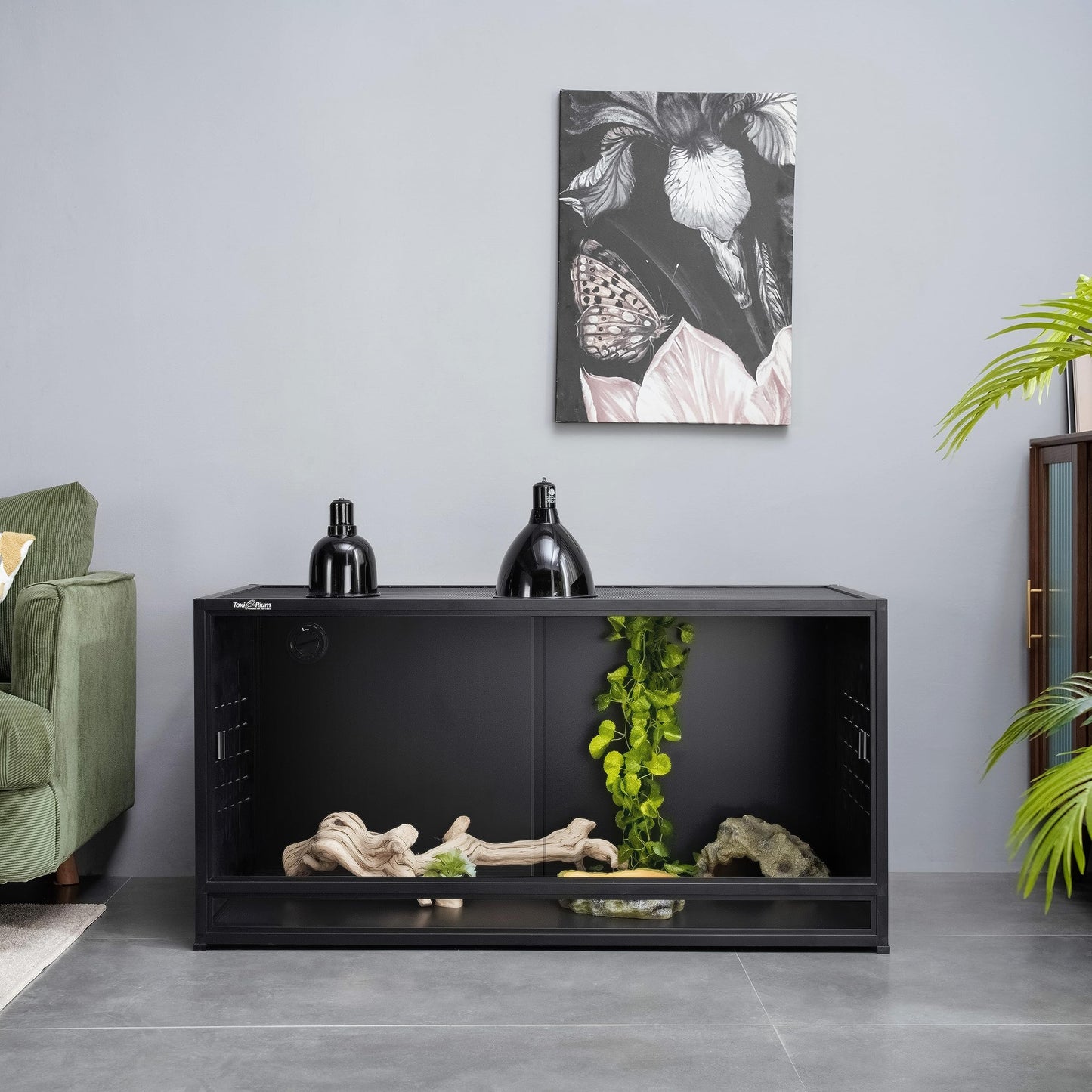 PVC Reptile Enclosure 44''x20''x20'' Stackable ToxiRium Large Reptile Terrarium 76 Gallons for Bearded Dragon Gecko Lizard Snake, Wide Breeding Vivarium Area with Sliding Doors Lock-2pcs with spacers