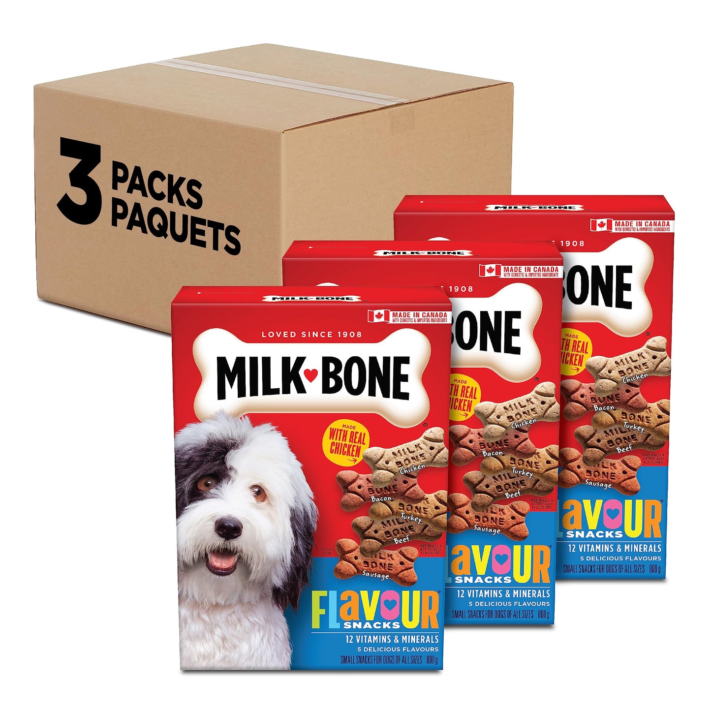 Milk-Bone Flavour Snacks Dog Biscuits Medium Sized Dog Treats, Assorted Flavours, 6.5kg Box