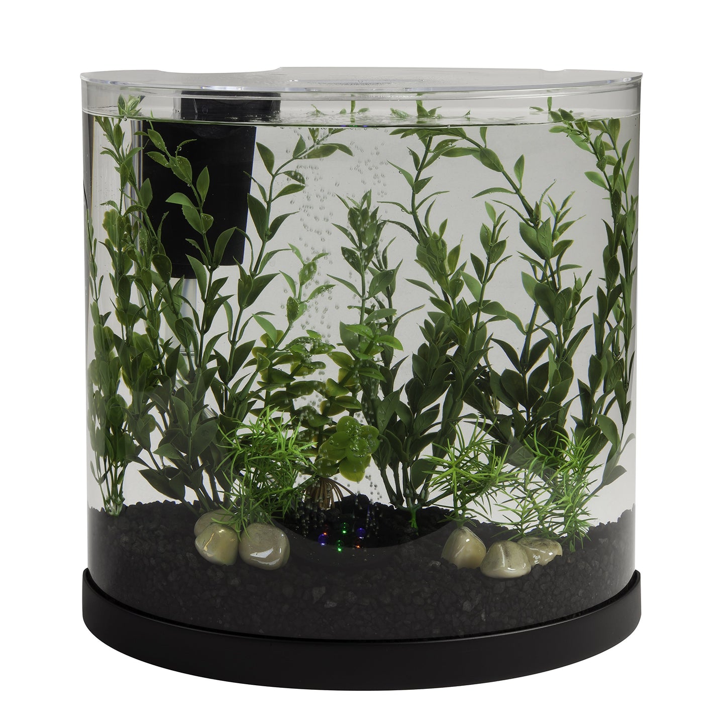 Tetra Bubbling LED Aquarium Kit 3 Gallons, Half-Moon Fish Tank With Color-Changing Light Disc - Furr-Reel