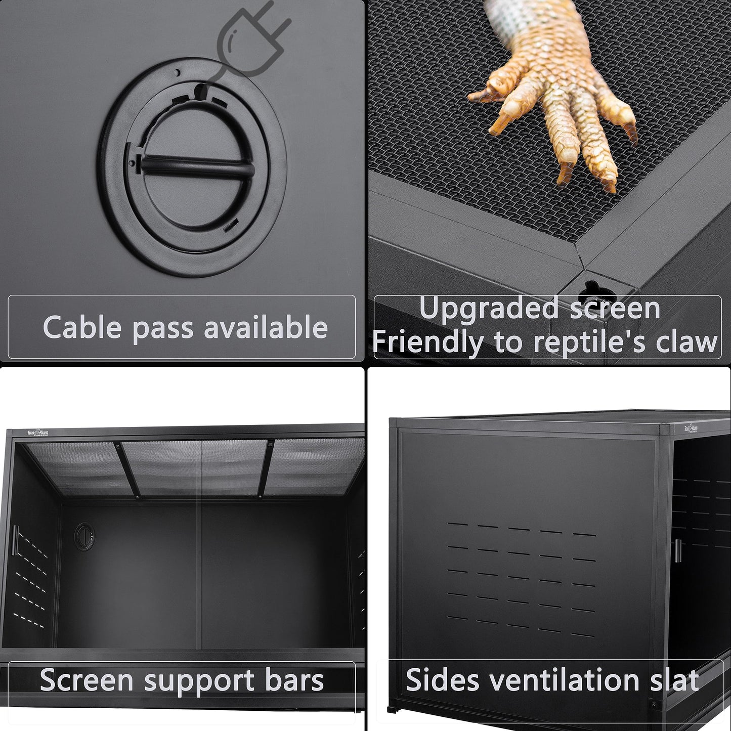 PVC Reptile Enclosure 44''x20''x20'' Stackable ToxiRium Large Reptile Terrarium 76 Gallons for Bearded Dragon Gecko Lizard Snake, Wide Breeding Vivarium Area with Sliding Doors Lock-2pcs with spacers