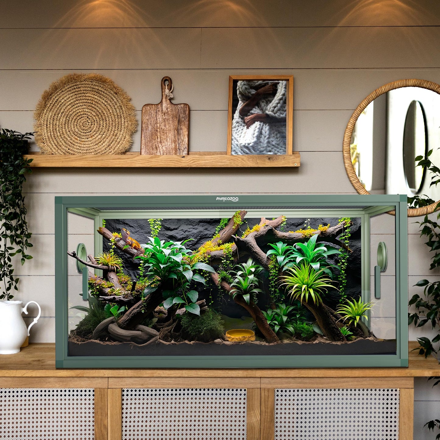 50 Gallon Reptile Terrarium, Reptile Tank for Easy Maintenance, Front Opening Reptile Enclosure with Top Screen Ventilation & Glass Sliding Door 36''x18''x18'' (Ultimate Black) - Furr-Reel