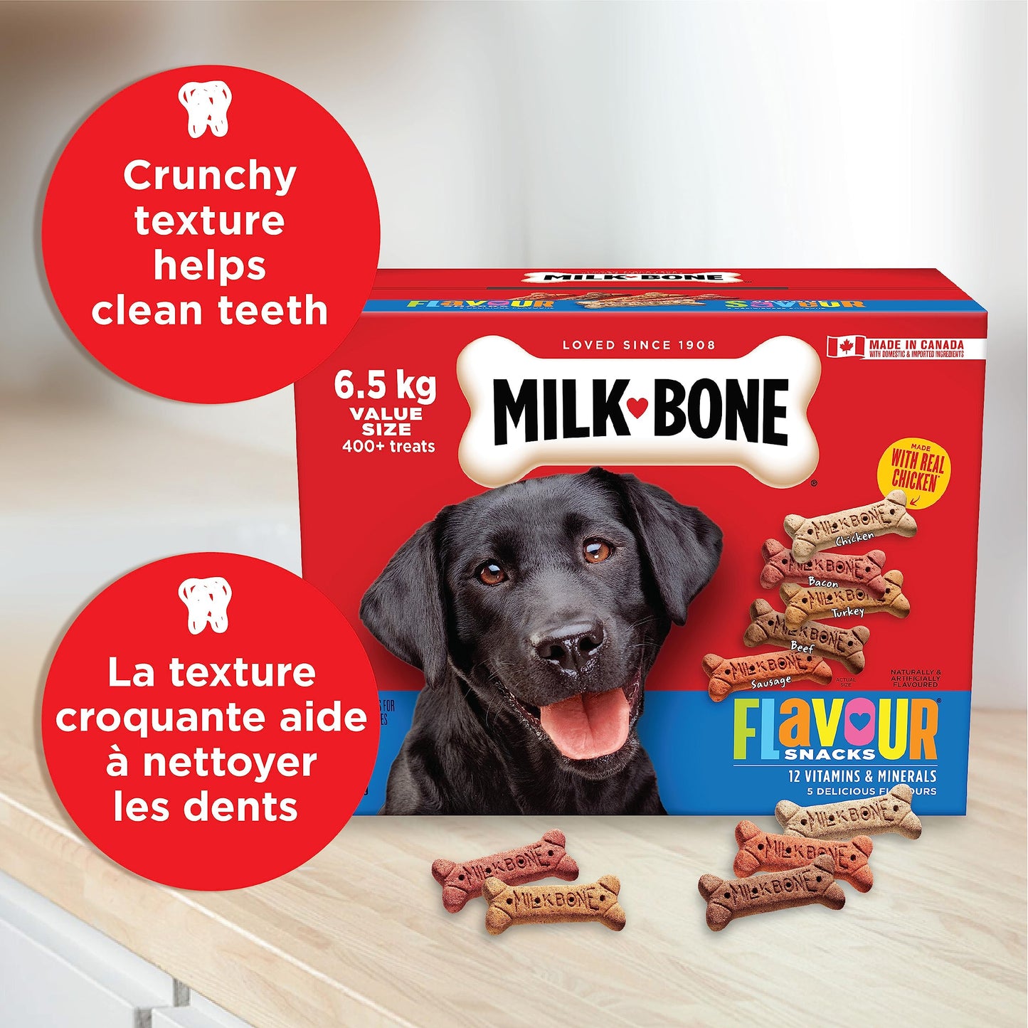 Milk-Bone Flavour Snacks Dog Biscuits Medium Sized Dog Treats, Assorted Flavours, 6.5kg Box