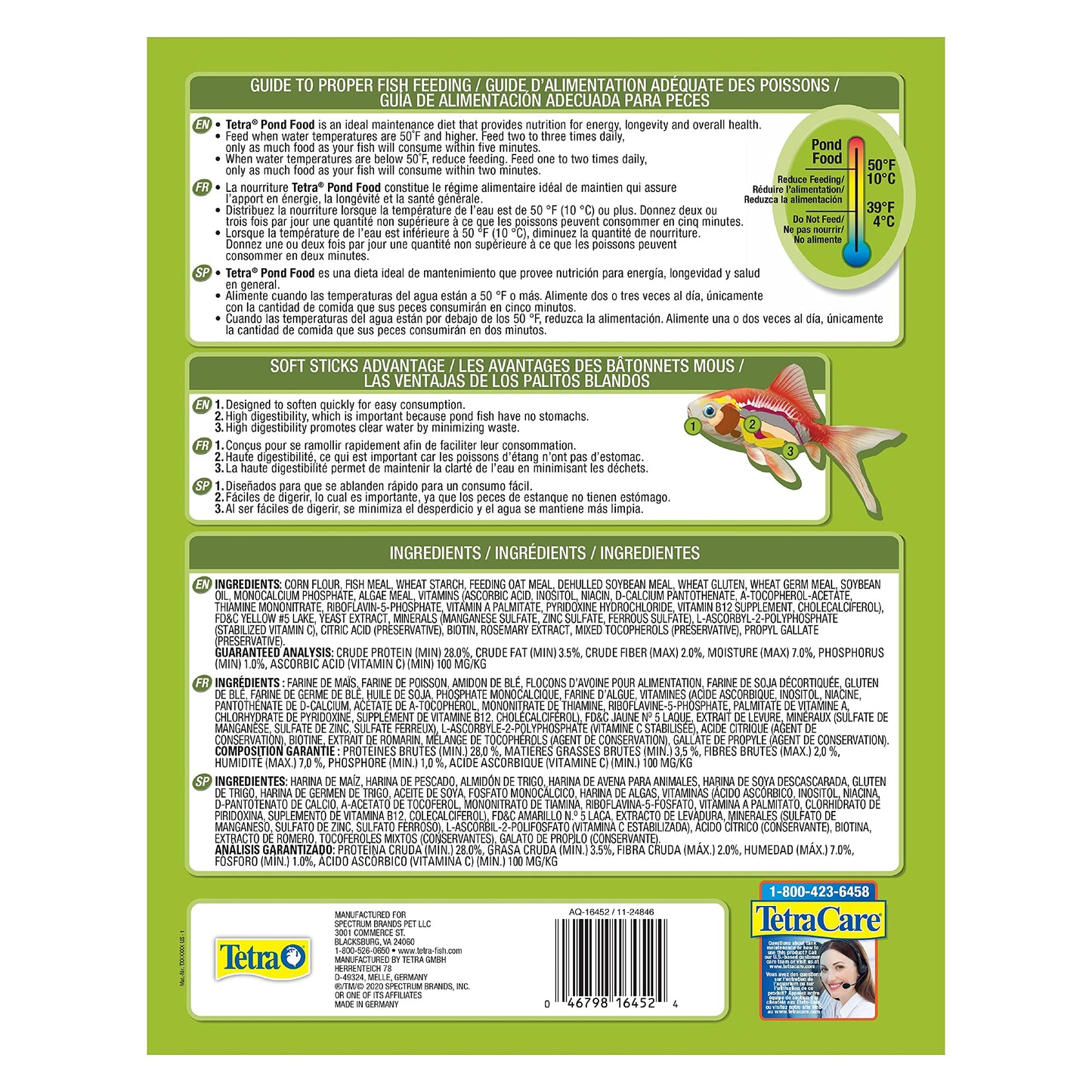 Tetra Pond Food 1.25lb Bag (Trilingual)