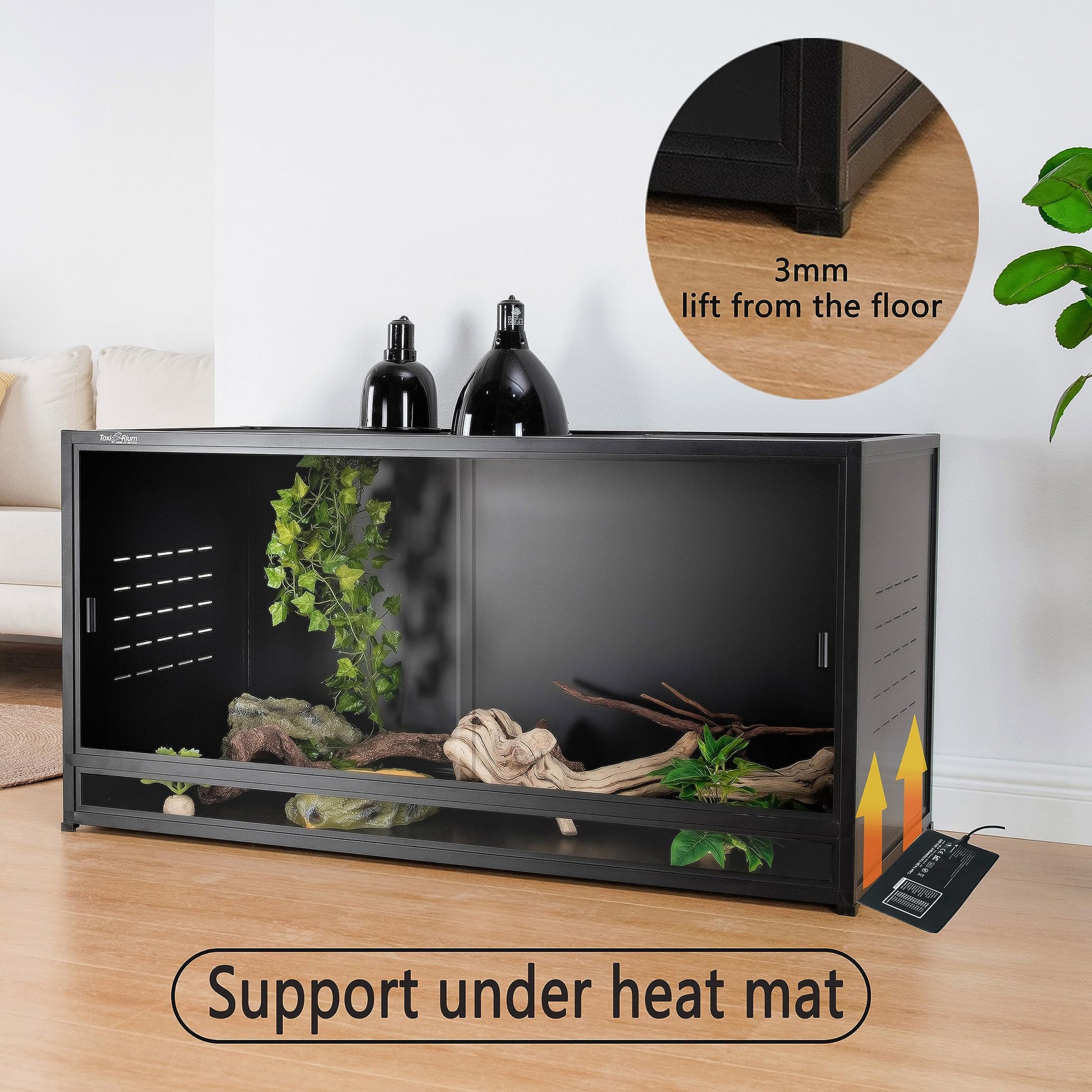 Reptile Terrarium 120 Gallon 4x2x2FT Large PVC Enclosure Breeding Tank for Bearded Dragon Gecko Lizard Snake, Wide Breeding Lounge Vivarium Suit for Juvenile to Adult Reptiles - Furr-Reel