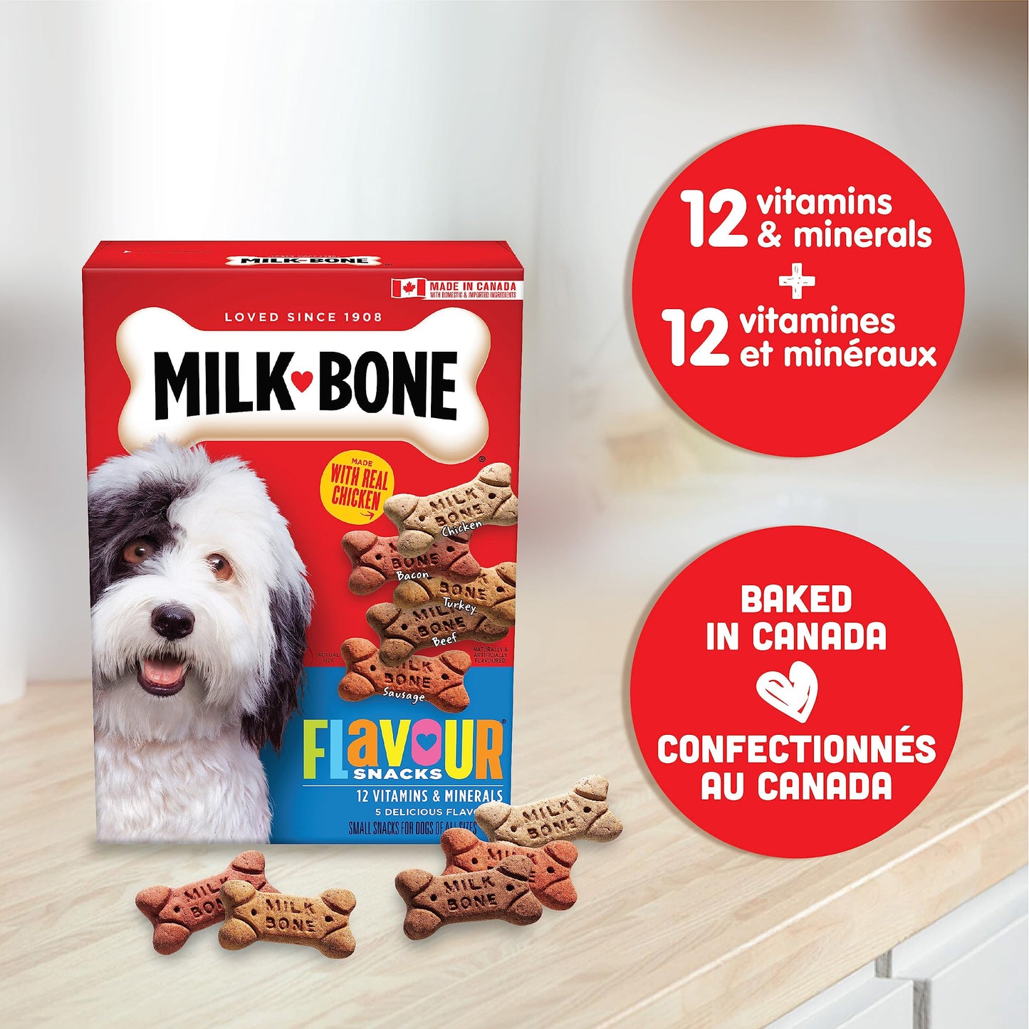 Milk-Bone Flavour Snacks Dog Biscuits Medium Sized Dog Treats, Assorted Flavours, 6.5kg Box