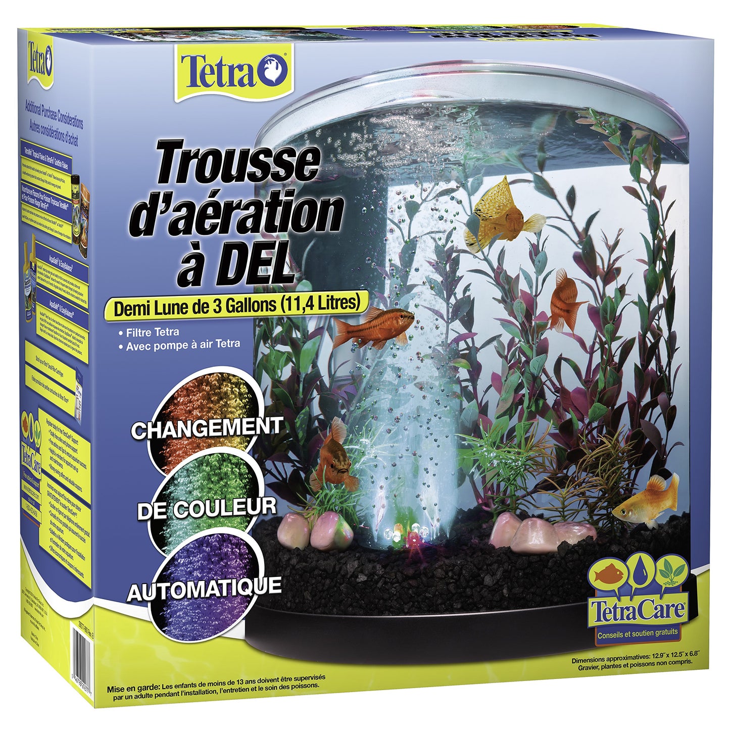 Tetra Bubbling LED Aquarium Kit 3 Gallons, Half-Moon Fish Tank With Color-Changing Light Disc - Furr-Reel