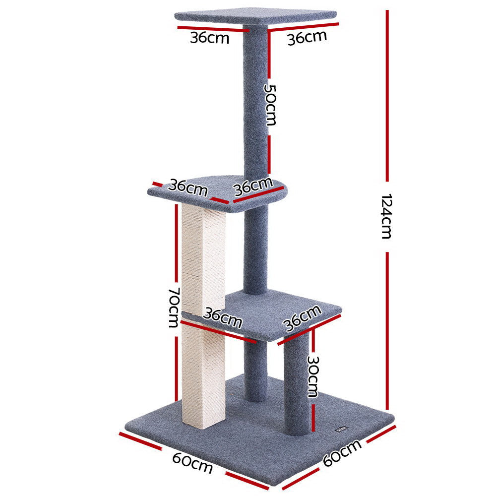 NNEDSZ Cat Tree 124cm Trees Scratching Post Scratcher Tower Condo House Furniture Wood Steps - Furr-Reel