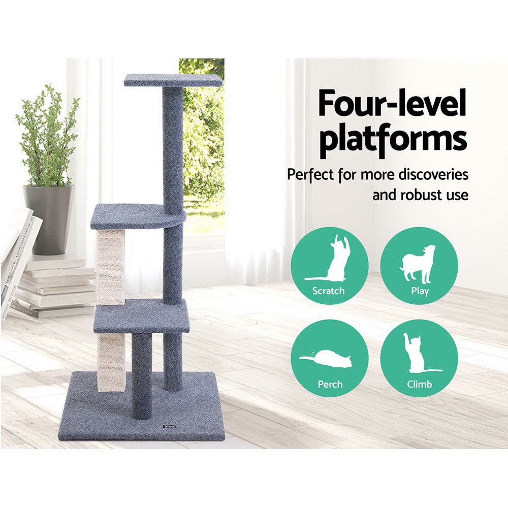 NNEDSZ Cat Tree 124cm Trees Scratching Post Scratcher Tower Condo House Furniture Wood Steps - Furr-Reel