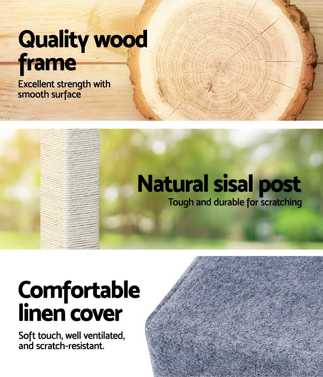 NNEDSZ Cat Tree 124cm Trees Scratching Post Scratcher Tower Condo House Furniture Wood Steps - Furr-Reel