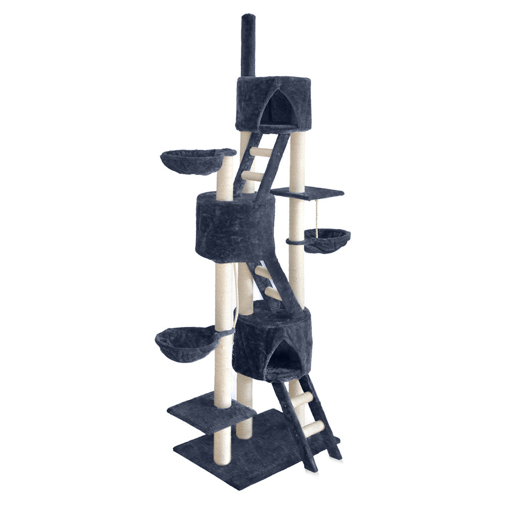 NNEDSZ Cat Tree 244cm Trees Scratching Post Scratcher Tower Condo House Furniture Wood - Furr-Reel