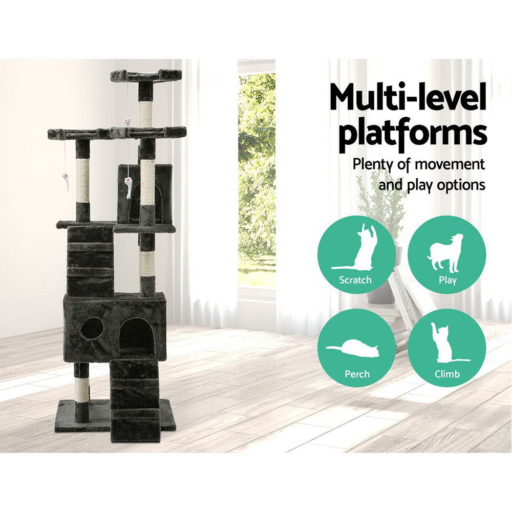 NNEDSZ Cat Tree 180cm Trees Scratching Post Scratcher Tower Condo House Furniture Wood - Furr-Reel