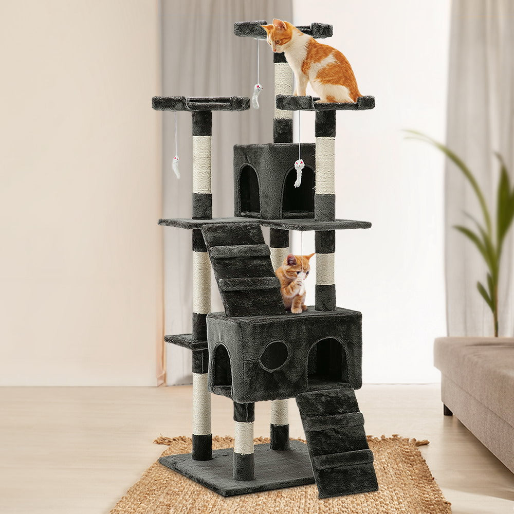NNEDSZ Cat Tree 180cm Trees Scratching Post Scratcher Tower Condo House Furniture Wood - Furr-Reel