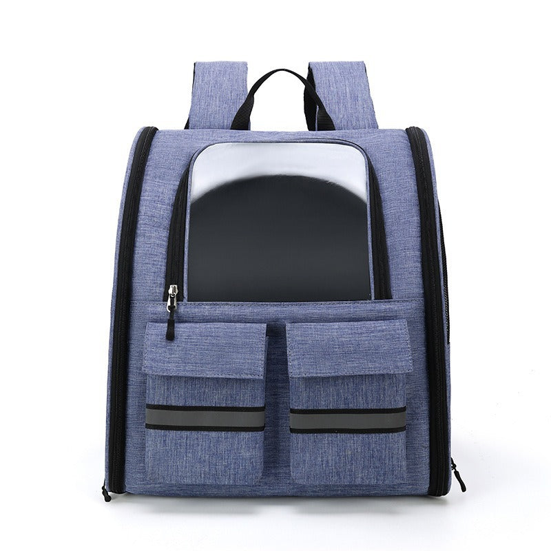 NNEDSZ Light Blue Collapsible Pet Carrier Backpack with Trolley Sleeve - Furr-Reel
