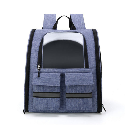 NNEDSZ Light Blue Collapsible Pet Carrier Backpack with Trolley Sleeve - Furr-Reel