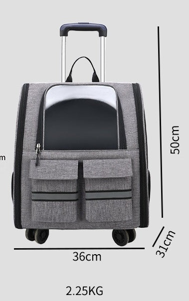 NNEDSZ Blue 3-in-1 Pet Carrier: Rolling Backpack with Collapsible Design - Furr-Reel