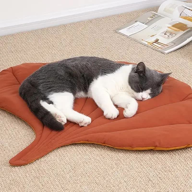 NNEDSZ 1 Pcs Yellow Leaf-Shaped Pet Sleeping Mat - Durable Dog Floor Pad & Cat Bed for Sleeping and Playtime - Furr-Reel