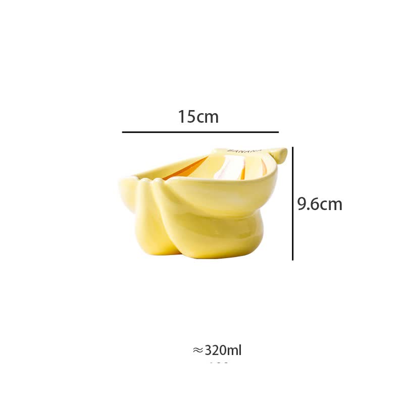 NNEDSZ Ceramic Elevated Pet Food Bowl - Cute Banana Pattern Design for Cats and Small Dogs - Furr-Reel
