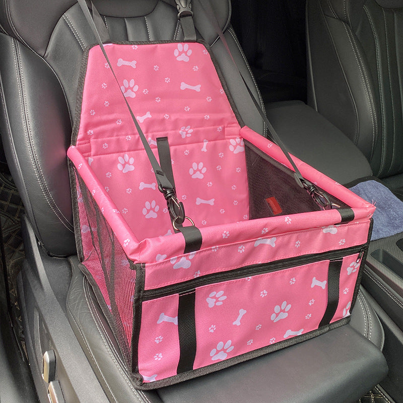 NNEDSZ Pink bone print Portable Pet Car Seat for Dogs and Cats - Adjustable Car Seat Cover, Pet Travel Car Carrier with Safety Belt - Furr-Reel